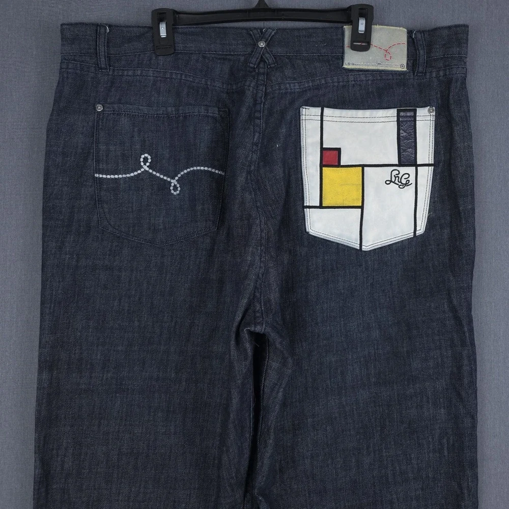 Lifted Research Group Denim Jeans Mens 46 (Fits 43x33) Blue Baggy Y2K Hip Hop